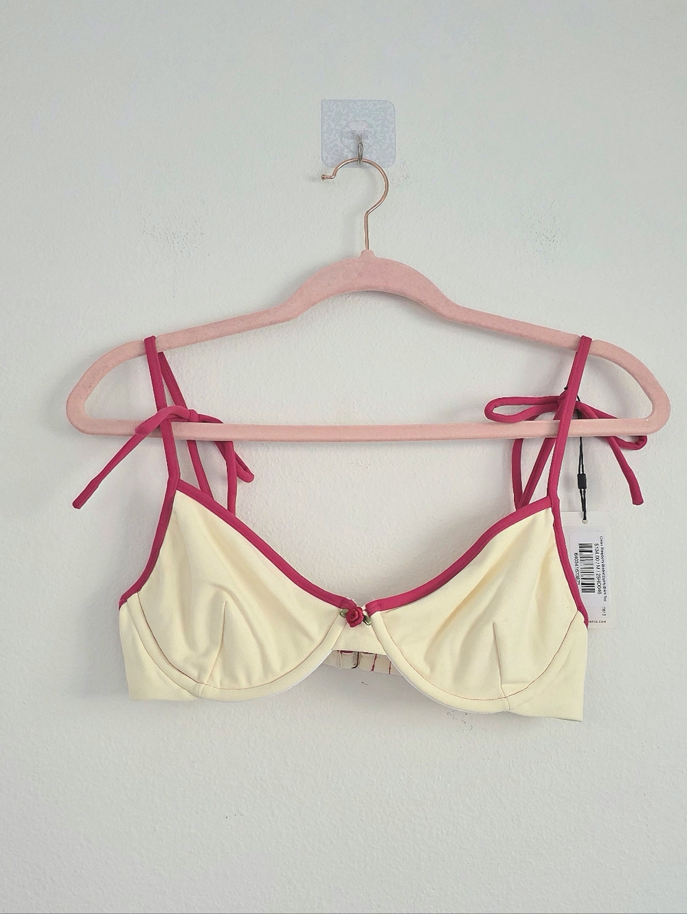 Montce RoseTwo-Tone Cream & Raspberry Underwire Bikini Top and Bottom Set - Picture 2 of 9